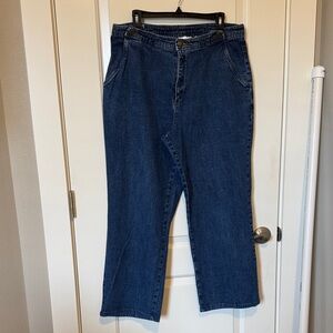 TravelSmith Dark Blue Straight Wide Leg Jeans 18W, Nautical